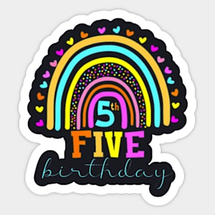 5 Years Old Rainbow 5Th Birthday For Girls Boys Kids Sticker